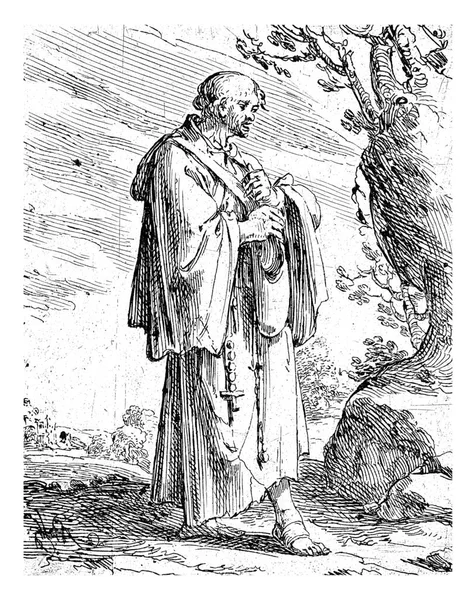 Mendicant Monk Andries Oba 1622 1642 Mnich Żebrak Stojący Krajobrazie — Zdjęcie stockowe
