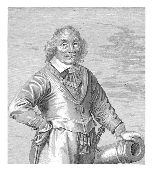 Portrait Admiral Maarten Harpertsz Tromp Standing Cannon Verse Bottom Margin — Stock Photo, Image