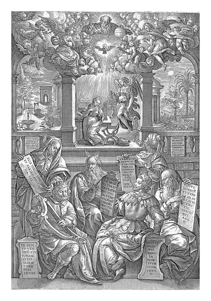 Sześciu Proroków Którzy Ogłosili Przyjście Chrystusa Siedzących Przy Schodach Prowadzących — Zdjęcie stockowe
