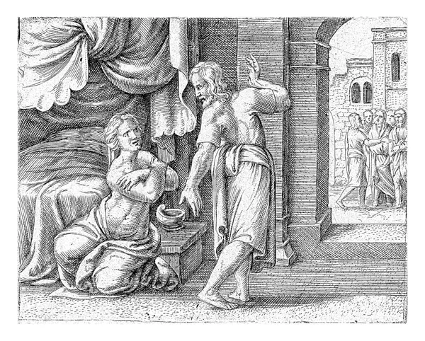 Samson Wife Begs Him Reveal Solution Riddle Cornelis Massijs 1549 — Stock Photo, Image