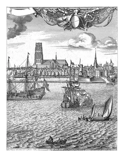 Вид Роттердам Вид Моря Переднем Плане Река Кораблями Заднем Плане — стоковое фото