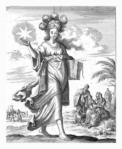 Tiburtine Sibyl Jan Luyken 1684 Tiburtine Sibyl Segundo Plano Sagrada — Fotografia de Stock
