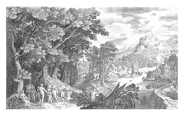 Urteil Von Paris Nicolaes Bruyn Nach Gilles Van Coninxloo 1670 — Stockfoto