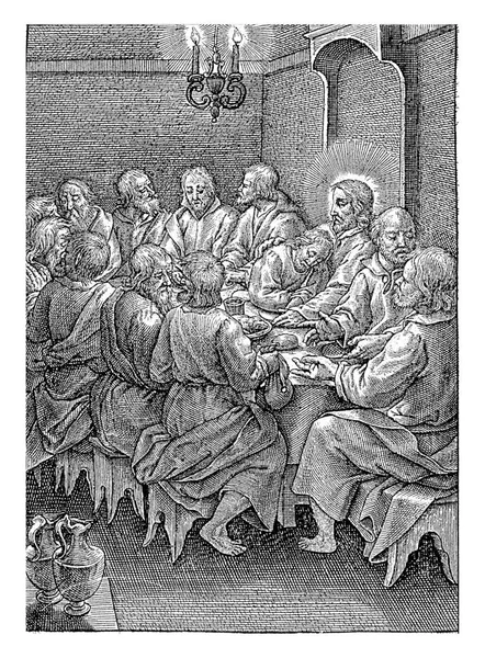 최후의 히에로니무스 Hierononus Wierix 1563 1619 예수와 제자들 주위에 모였다 — 스톡 사진