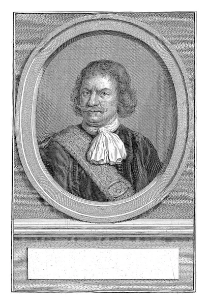 楕円形のTjerck Hiddes Vriesの胸像 肖像画は 彼の名前のための空のフィールドを持つ台座にあります — ストック写真