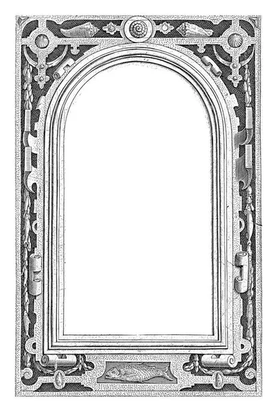 Название Серии Речных Морских Богах Philips Galle 1586 Картуше Латинское — стоковое фото
