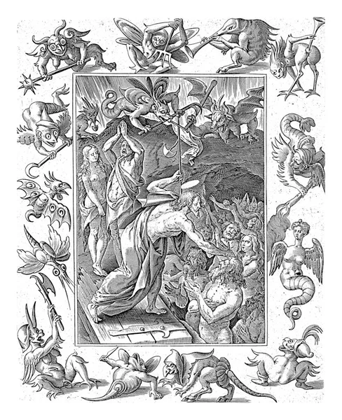 림보의 그리스도 Antonie Wierix Maerten Vos 1582 1586 예수는 림보로 — 스톡 사진