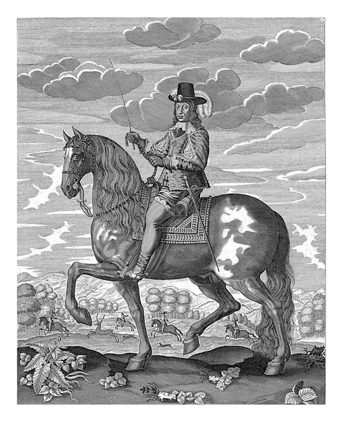 Paardensportret Van Willem Achtergrond Een Hertenjacht Twee Regels Nederlandse Tekst — Stockfoto