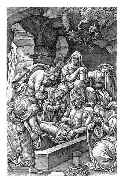 Entombment Christ Johannes Wierix Pieter Van Der Borcht 1571 Christ — Stock Photo, Image