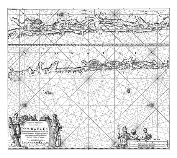 Mapa Passaporte Uma Seção Costa Noruega Perto Bergen Com Duas — Fotografia de Stock