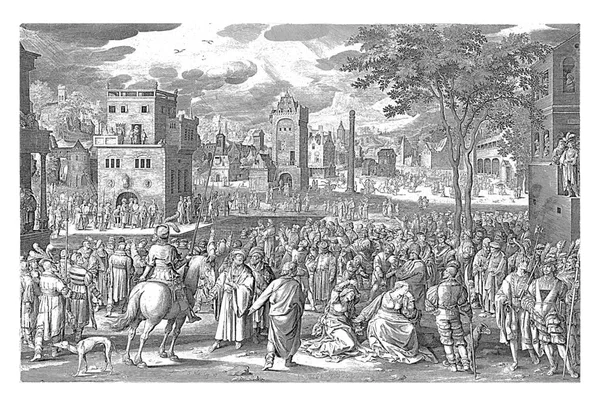 Ecce Homo Nicolaes Bruyn 1639 1706 Een Stadsplein Met Rouwende — Stockfoto