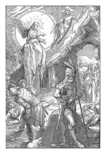 Christus Schwebt Eingang Seines Grabes Mit Einem Siegesbanner Der Hand — Stockfoto