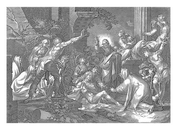 Wychowanie Łazarza Jana Harmensza Muller Abrahamie Bloemaercie 1601 1652 Chrystus — Zdjęcie stockowe