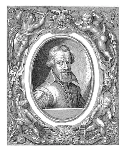 皮埃特 费德斯 哈林根 Pieter Feddes Van Harlingen 印刷商和出版商 椭圆形画框中的肖像 向右猛击 — 图库照片
