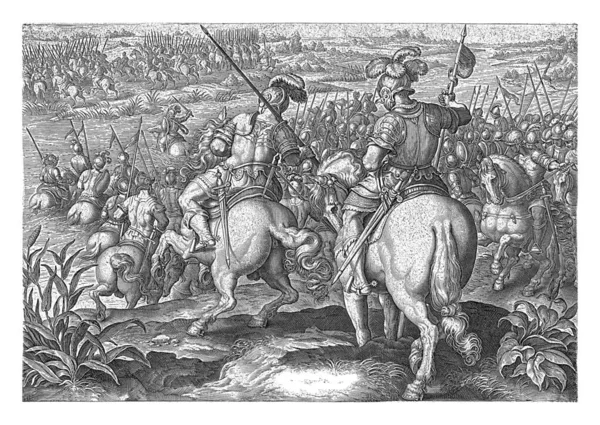 조반니 메디치 Giovanni Medici Dalle Bande Nere 불렸고 기병들 스페인군을 — 스톡 사진