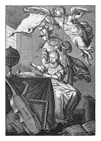 Kadın Hangi Kürenin Hangi Masaya Yazıldığını Yazıyor Minerva Omzunun Üstünden — Stok fotoğraf