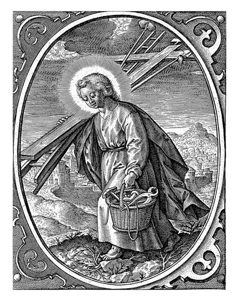Kristovo Dítě Nesoucí Nástroje Vášně Hieronymus Wierix 1563 Před Rokem — Stock fotografie