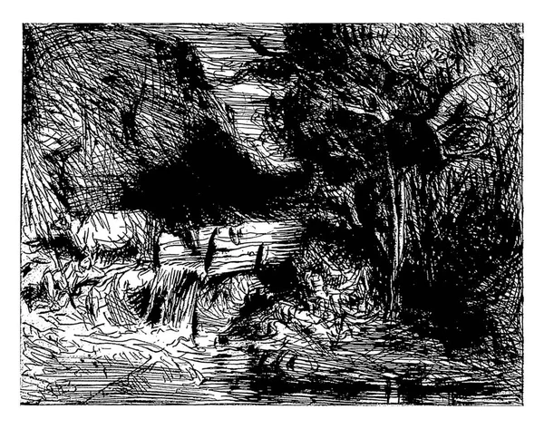 Krajina Krávou Vodním Tokem Charles Emile Jacque Připisováno 1843 Vinobraní — Stock fotografie