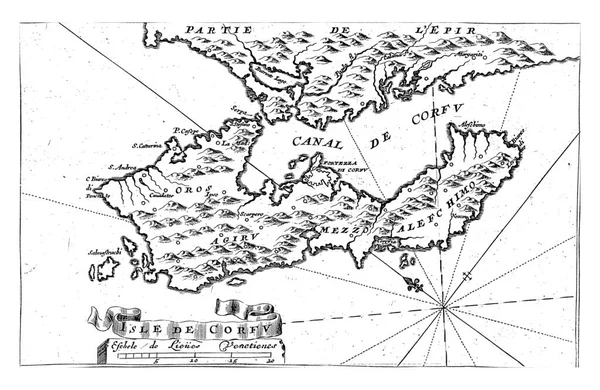 Χάρτης Του Νησιού Της Κέρκυρας — Φωτογραφία Αρχείου
