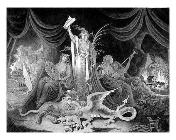 Allegory Growing Power Great Britain Year 1787 Center Princess Brittania — Stock Photo, Image