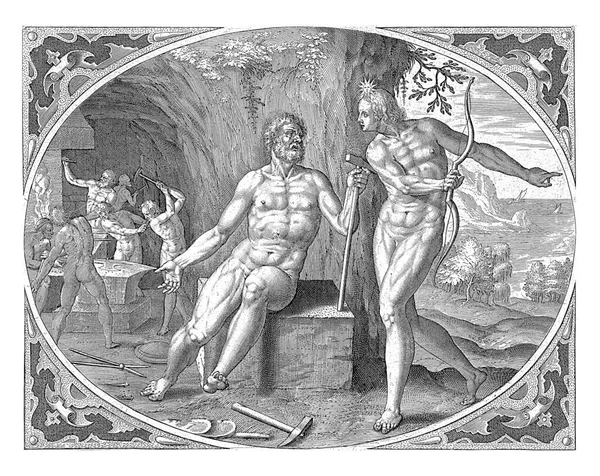 Phoebus Informeert Vulcan Overspel Jan Collaert Naar Philips Galle 1576 — Stockfoto