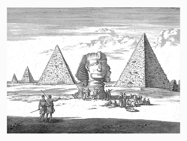 Gizeh金字塔和狮身人面像 Jan Luyken 1698年 — 图库照片