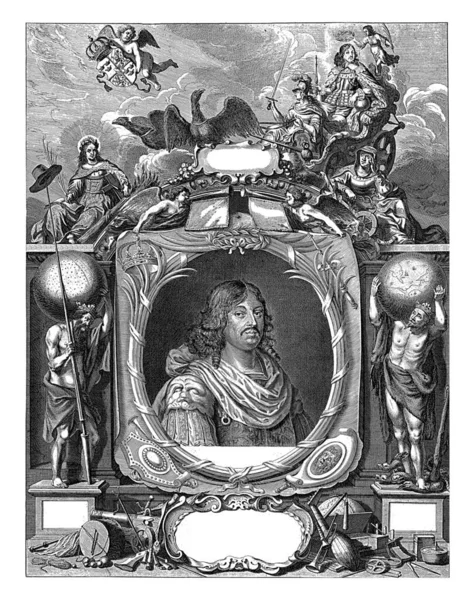 Portret Karela Gustava Króla Szwecji Chmurach Karel Gustaf Siedział Powozie — Zdjęcie stockowe