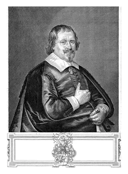 騎士ジョーンHuydecoper 2世の右側に半長の肖像画 MaarsevenとNeerdijk 肖像画の下にカルトゥーシュの紋章 — ストック写真
