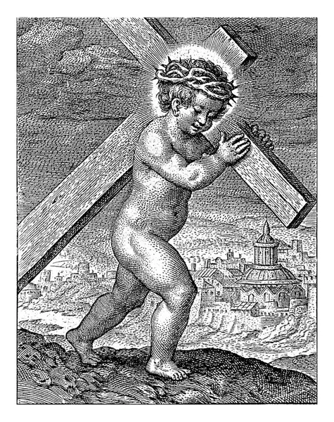 Christuskind Dat Het Kruis Draagt Hieronymus Wierix 1563 Vóór 1619 — Stockfoto