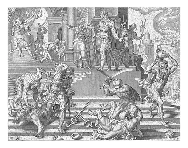 Koning Josia Beveelt Vernietiging Van Tempel Van Baal Moord Priesters — Stockfoto