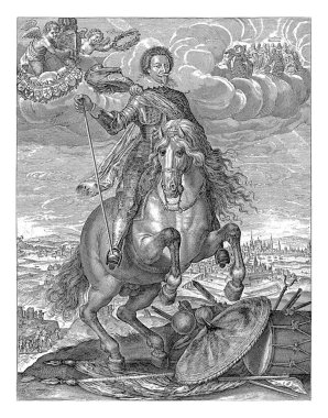 Frederik Hendrik 'in binicilik portresi, Orange Prensi, Crispijn van de Passe (I), 1632 Maastricht' in fethinden sonra, 1632 Aquestrian portresi, Ağustos 1632.