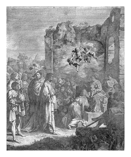 Поклоніння Волхвів Герріц Ван Бронкгорст Після Корнеліса Ван Поеленбурха 1613 — стокове фото