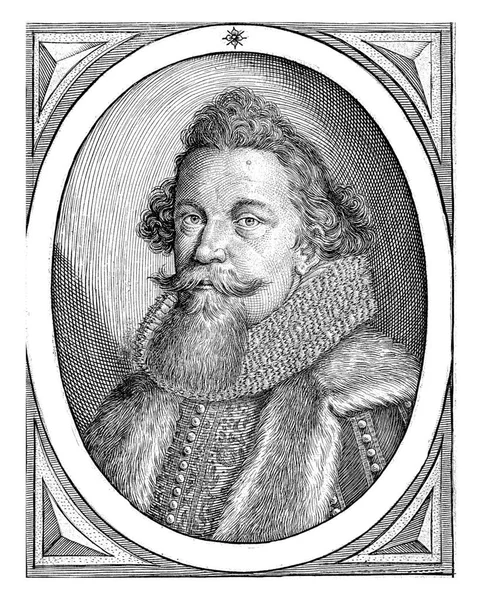 Geverhart Elmenhorst的肖像 头皮呈椭圆形 底部四行拉丁文文本 — 图库照片