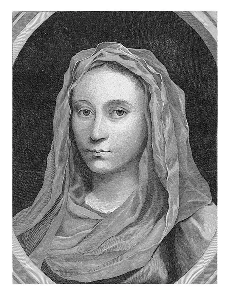 Porträtt Maria Med Slöja Huvudet Som Kristi Moder — Stockfoto