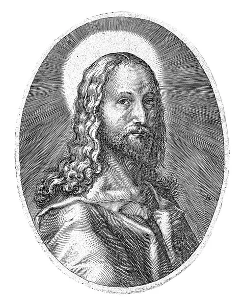 楕円形のキリストの胸像 頭の周りのハロー ストラダヌのデザインによるメアリーの楕円形の胸像のペンダント — ストック写真
