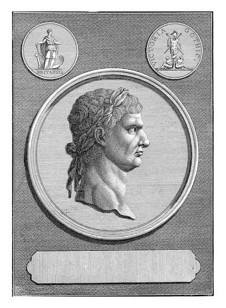 ローマ皇帝クラウディウス1世 ティベリウス クラウディウス ドラウス シーザー の肖像画でメダルを獲得した 上隅のローマのコイン — ストック写真