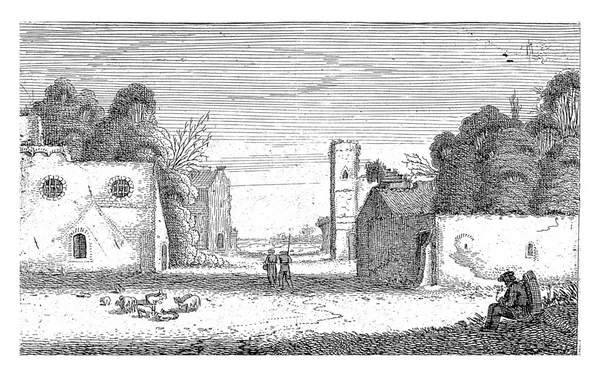 Siffror Vid Ruinerna Jan Van Velde 1616 Två Samtalsfigurer Stig — Stockfoto
