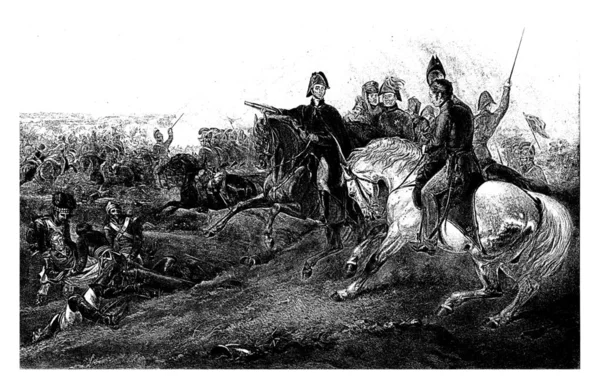 Hertigen Wellington Hästryggen Bland Sina Stabsofficerare Slaget Vid Waterloo Den — Stockfoto