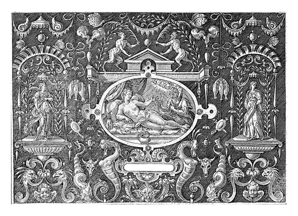 Danae 유피테르 Jupiter 조각의 비로서 에이브러햄 Abraham Bruyn 1584 Cartouche — 스톡 사진