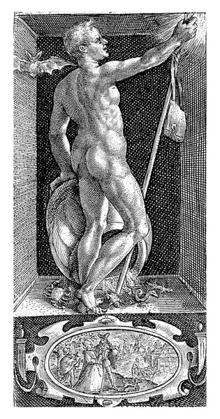 1574年 1637年の夜 クリスピン ファン 英語版 Crispijn Van Passe はニケを夜の男性的な性格で描いた 彼の手には羊飼いの杖がある — ストック写真