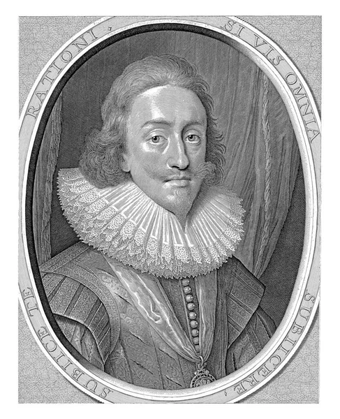 Portrait Charles King England Bust Oval Ruff Medallion Saint George — Stock Photo, Image