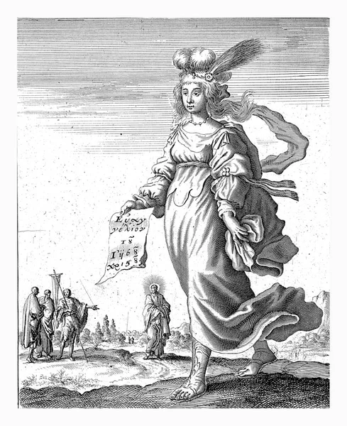 European Sibyl Jan Luyken 1684 European Sibyl Задньому Плані Іван — стокове фото