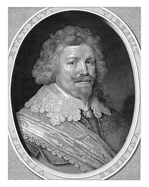 Portrait Gaspard Coligny Duke Chatillon Aged Chest Piece Armor Lace — Stock Photo, Image