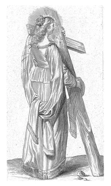 Свята Єлена Хрестом Пітер Байліу 1623 1660 Вінтажна Гравюра — стокове фото