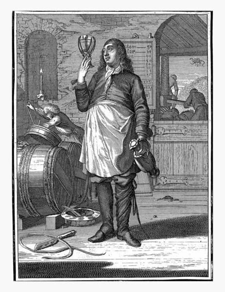 卡斯帕 1698 1702年十月 在前景中 客栈老板看着手中的杯子 在他旁边有人在酿酒 — 图库照片