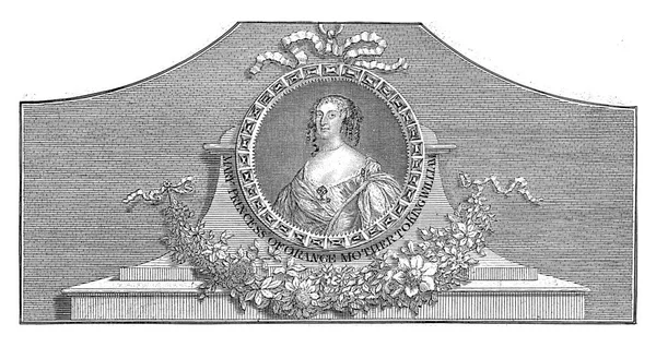 Portrait Maria Henrietta Cercle Avec Inscription Bord Entièrement Sur Piédestal — Photo