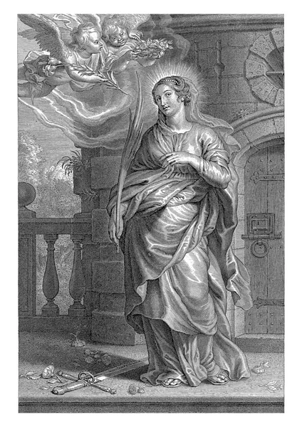 Święta Barbara Jako Męczennica Wieżą Schelte Adamsz Bolswert Peterze Paulu — Zdjęcie stockowe
