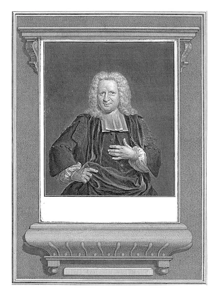 Portret Petrusa Van Musschenbroka Poniżej Portret Nazwy Informacje Dwóch Wierszach — Zdjęcie stockowe