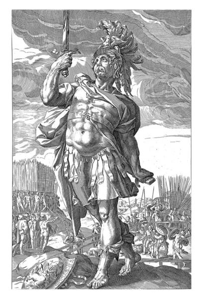 Held Publius Horace Een Zwaard Rechterhand Achtergrond Ziet Men Hem — Stockfoto