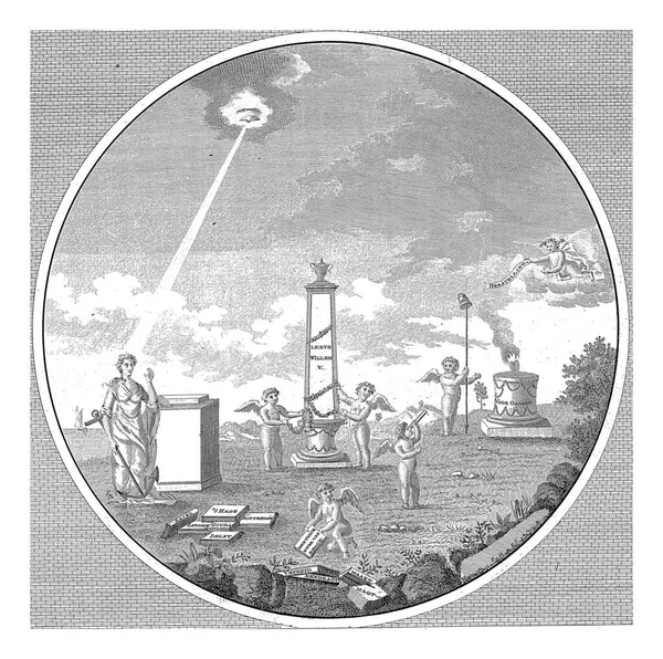 Allegory Founding Oprechte Vaderlandsche Societeiten 1787 Anonym Efter Cambon 1787 — Stockfoto